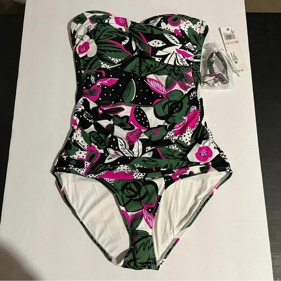 Anne Cole Womens Floral Sleeveless Halter Strap Pull-On One Piece Swimsuit NWT 6 - Picture 1 of 11